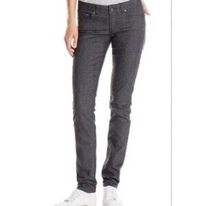 PrAna Kara Jeans Gray Denim Pants Black Chevron Pattern Skinny Leg Women’s Sz 8